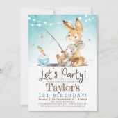 Boy Bunny Rabbit 1er Anniversaire Fête Invitation (Devant)