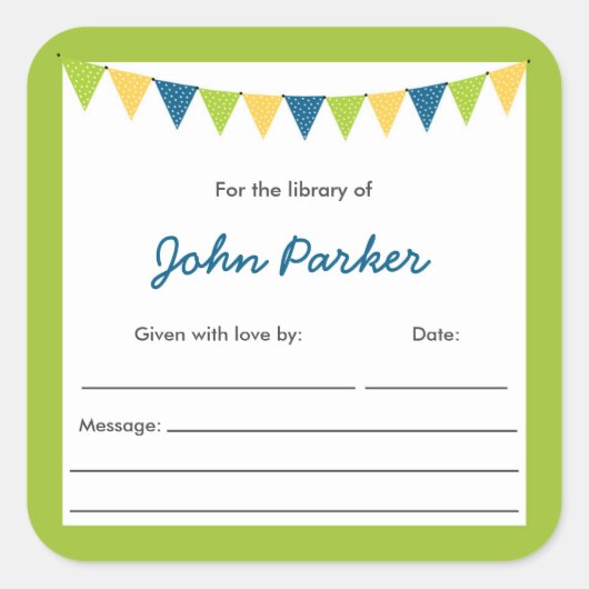 Boy Bunting Baby shower boek stickers (Voorkant)