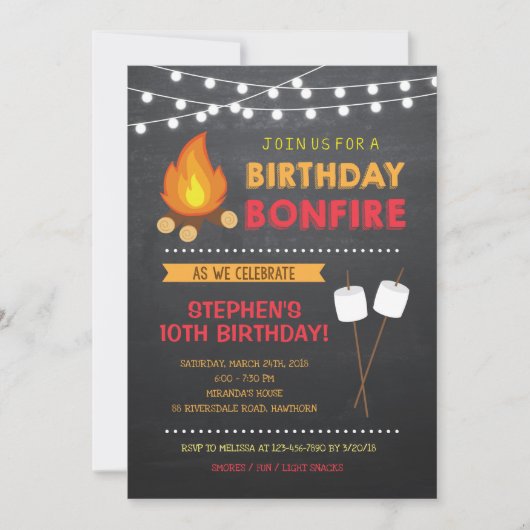 Boy Camp Bonfire Invitation d'anniversaire (Devant)
