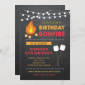 Boy Camp Bonfire Invitation d'anniversaire (Devant / Derrière)