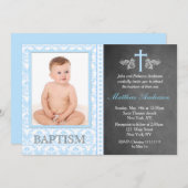 Boy Chalkboard Photo Baptême Invitations (Devant / Derrière)