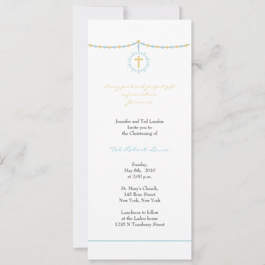 Boy Christening Uitnodiging (Voorkant)