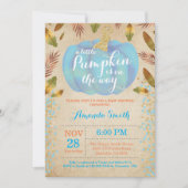 Boy Citrouille Automne Baby shower Invitation Or (Devant)