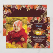 Boy Citrouille Fall Invitation d'anniversaire (Devant / Derrière)