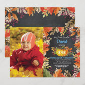 Boy Citrouille Fall Invitation d'anniversaire (Devant / Derrière)