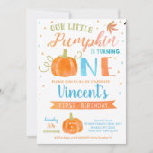 Boy Citrouille First Birthday Invitations Automne  (Devant)