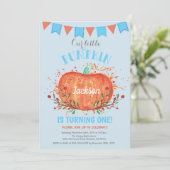 Boy Citrouille Invitation Anniversaire Orange et B (Debout devant)