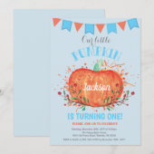 Boy Citrouille Invitation Anniversaire Orange et B (Devant / Derrière)