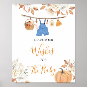 Boy Clothes Pumpkin Baby shower Laat je wensen ach Poster