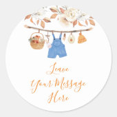 Boy Clothes Pumpkin Baby shower Love Your Message Ronde Sticker (Voorkant)