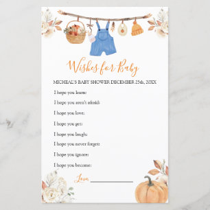 Boy Clothes Pumpkin Baby shower Wensen voor Baby