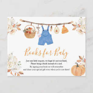 Boy Clothes Pumpkin Herfst Baby shower Boek voor B Briefkaart