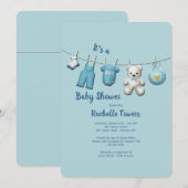 Boy Clothesline Baby shower Kaart (Voorkant / Achterkant)