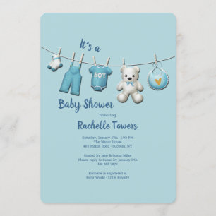 Boy Clothesline Baby shower Kaart