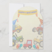Boy Colorful Cartoon Tractor theme invitation  Kaart (Achterkant)