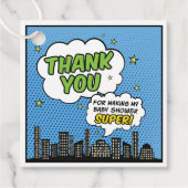 Boy Comic Book Superhero Baby shower Dank u Bedankjes Labels (Voorkant)
