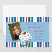 Boy Confetti Cupcake nodigt uit Kaart (Voorkant / Achterkant)