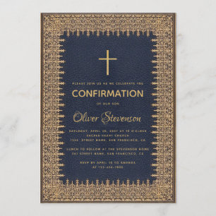 Boy Confirmation Blue Lijst Gold Cross Kaart