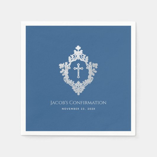 Boy Confirmation Classic Blue   Crest Servet (Voorkant)