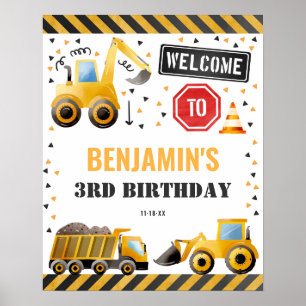 Boy Construction Anniversaire Affiche de bienvenue