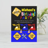 Boy Construction Camion Invitation Anniversaire (Debout devant)