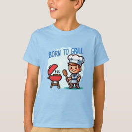 Boy cooking Born to grill T-shirt