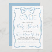 Boy Coquette Bow Baby shower Invitation FAIRE N'IM (Devant / Derrière)