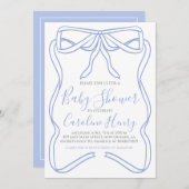 Boy Coquette Bow Baby shower Invitation FAIRE N'IM (Devant / Derrière)
