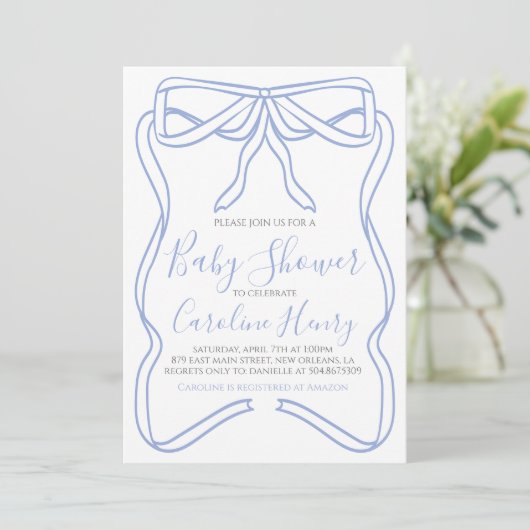 Boy Coquette Bow Baby shower Uitnodigen MAKE ELKE Kaart (Staand voorkant)
