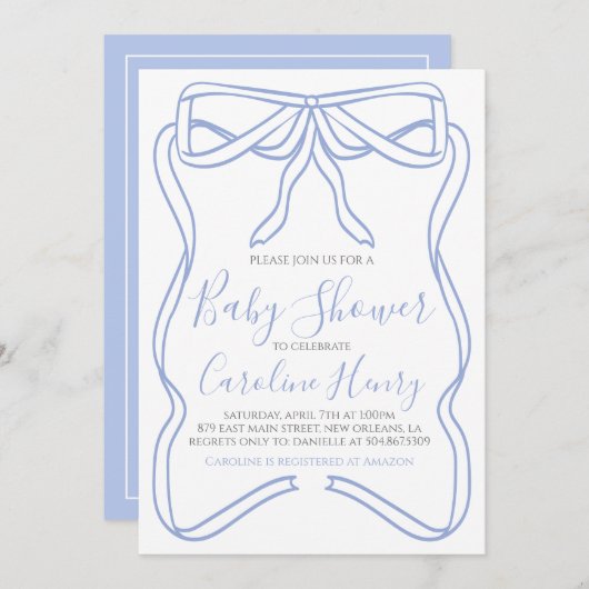 Boy Coquette Bow Baby shower Uitnodigen MAKE ELKE Kaart (Voorkant / Achterkant)