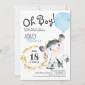 Boy Cow Baby shower Farm Invitation (Devant)