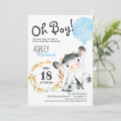 Boy Cow Baby shower Farm Invitation (Debout devant)