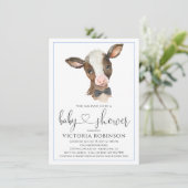 Boy Cow Farm Baby Shower Invitations (Debout devant)