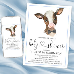 Boy Cow Farm Baby Shower Invitations