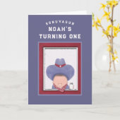 Boy Cowboy 1e Verjaardag Kaart (Gele Bloem)