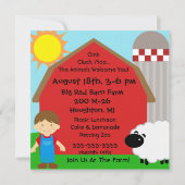 Boy Custom Photo Farm Invitations Anniversaire (Dos)