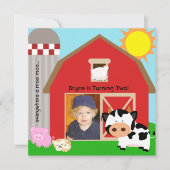 Boy Custom Photo Farm Invitations Anniversaire (Devant)