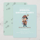 Boy Cute Detective Birthday Invitation (Devant / Derrière)