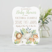 Boy Cute Safari Animal Baby Douche Invitations (Debout devant)