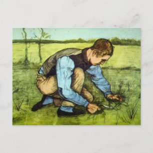 Boy Cutting Grass met Sickle door Vincent van Gogh Briefkaart