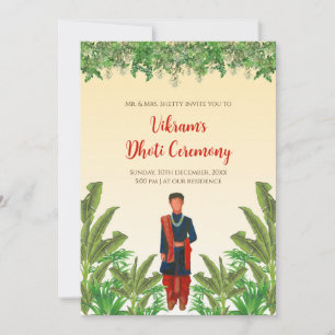 Boy Dhoti ceremonie uitnodiging Pancha Kattu uitno