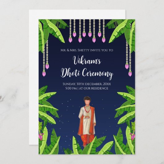Boy Dhoti Ceremony invitation numérique (Devant / Derrière)