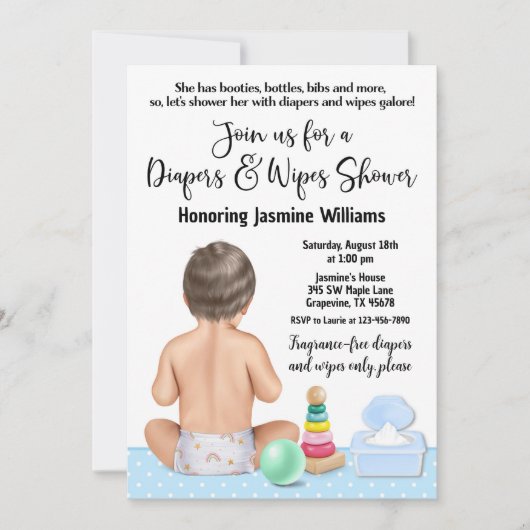 Boy Diaper Shower-uitnodiging Kaart (Voorkant)