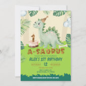 Boy Dinosaur 1st birthday Invitation (Devant)