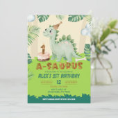 Boy Dinosaur 1st birthday Invitation (Debout devant)