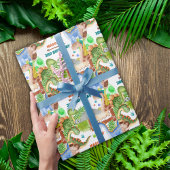 Boy Dinosaur 3rd Birthday Party Cadeaupapier