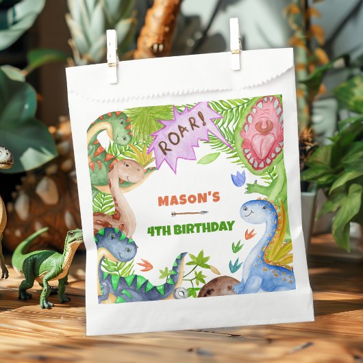 Boy Dinosaur 4th Birthday Invitation Bedankzakje