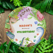Boy Dinosaur 4th Birthday  Papieren Bordje