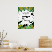 Boy Dinosaur Affiche de bienvenue d'anniversaire (Cuisine)
