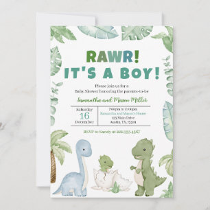 Boy Dinosaur Baby shower Kaart